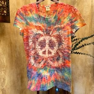2 Tees for $20 💥 Love Rocks Multi-Colored Burnout Juniors Tee.  Size XL.
